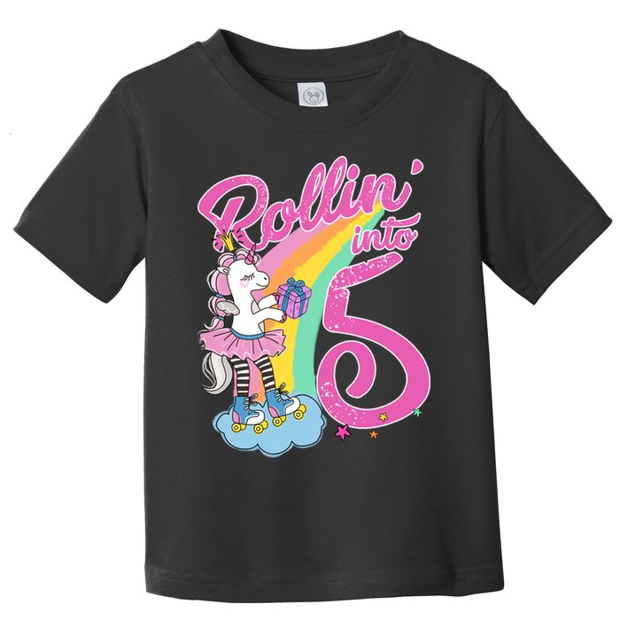 Rollin' Into 5 Skating Unicorn  Toddler T-Shirt