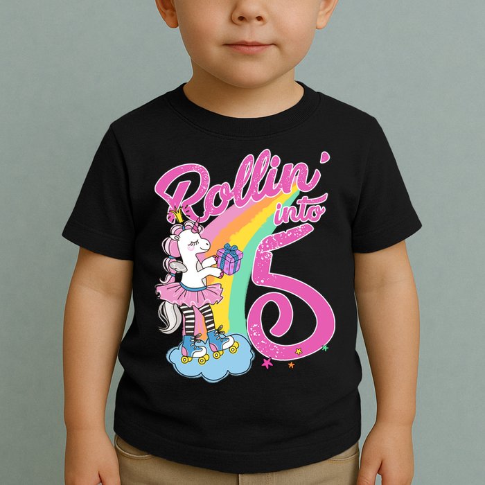Rollin' Into 5 Skating Unicorn  Toddler T-Shirt