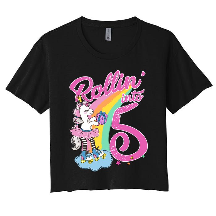 Rollin' Into 5 Skating Unicorn  Crop Top