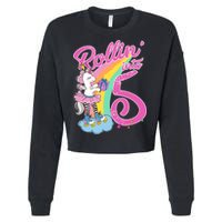 Rollin' Into 5 Skating Unicorn  Cropped Pullover Crew