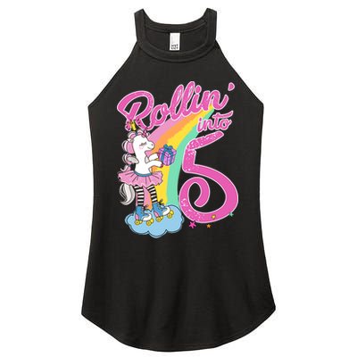 Rollin' Into 5 Skating Unicorn  Women's Perfect Tri Rocker Tank