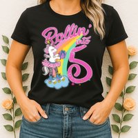 Rollin' Into 5 Skating Unicorn  Womens T-Shirt