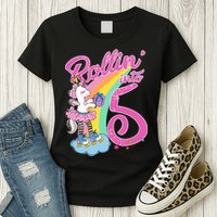 Rollin' Into 5 Skating Unicorn  Womens T-Shirt