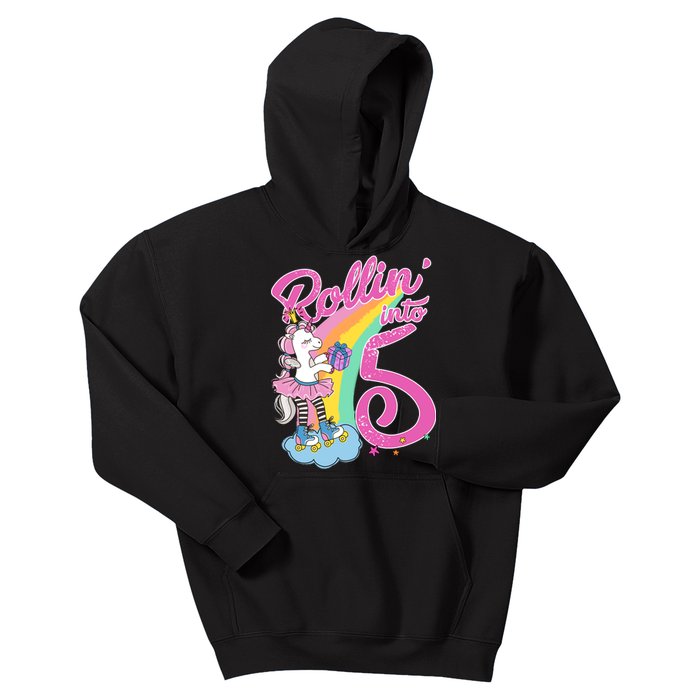 Rollin' Into 5 Skating Unicorn  Kids Hoodie