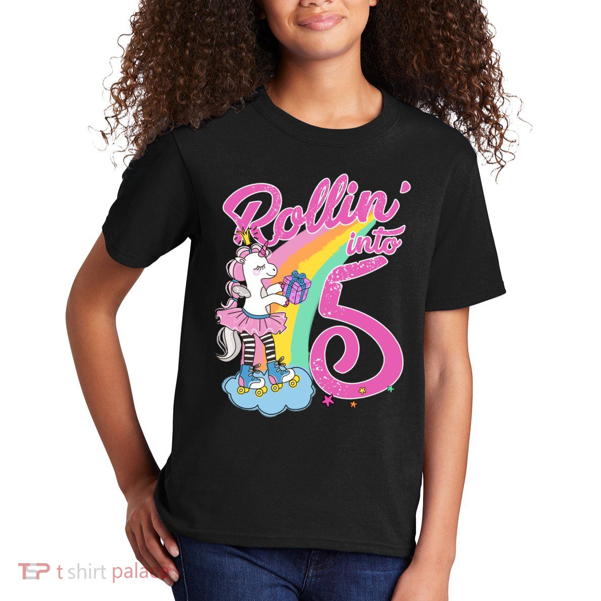 Rollin' Into 5 Skating Unicorn  Kids T-Shirt