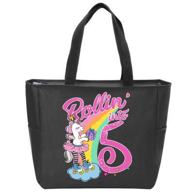 Rollin' Into 5 Skating Unicorn  Zip Tote Bag