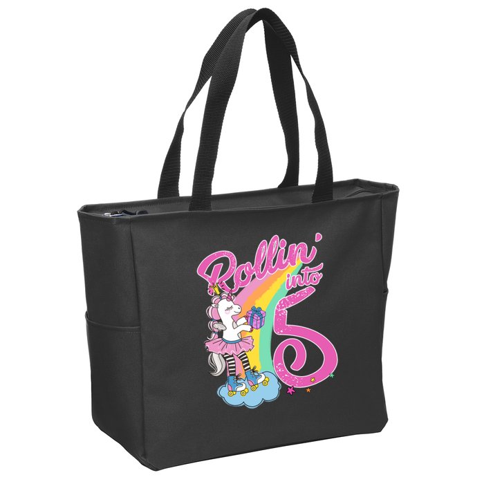 Rollin' Into 5 Skating Unicorn  Zip Tote Bag