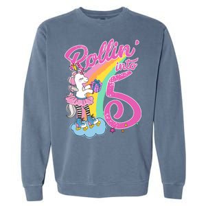 Rollin' Into 5 Skating Unicorn  Garment-Dyed Sweatshirt