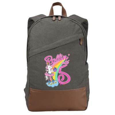 Rollin' Into 5 Skating Unicorn  Cotton Canvas Backpack