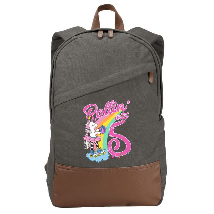 Rollin' Into 5 Skating Unicorn  Cotton Canvas Backpack
