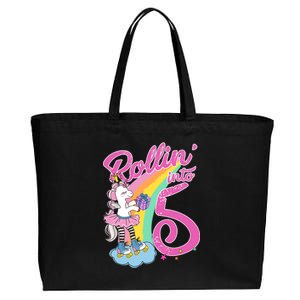 Rollin' Into 5 Skating Unicorn  Cotton Canvas Jumbo Tote