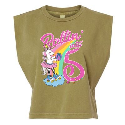 Rollin' Into 5 Skating Unicorn  Garment-Dyed Women's Muscle Tee