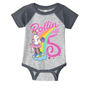 Rollin' Into 5 Skating Unicorn  Infant Baby Jersey Bodysuit