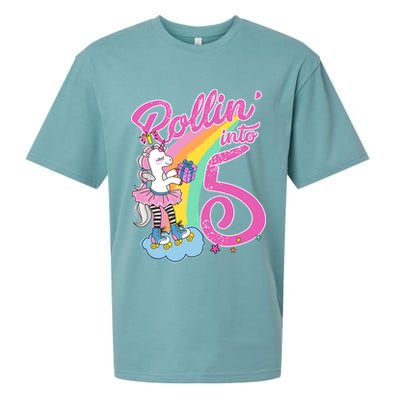 Rollin' Into 5 Skating Unicorn  Sueded Cloud Jersey T-Shirt