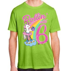 Rollin' Into 6 Skating Unicorn  Adult ChromaSoft Performance T-Shirt