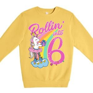 Rollin' Into 6 Skating Unicorn  Premium Crewneck Sweatshirt