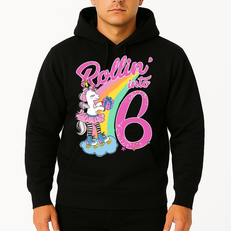 Rollin' Into 6 Skating Unicorn  Hoodie