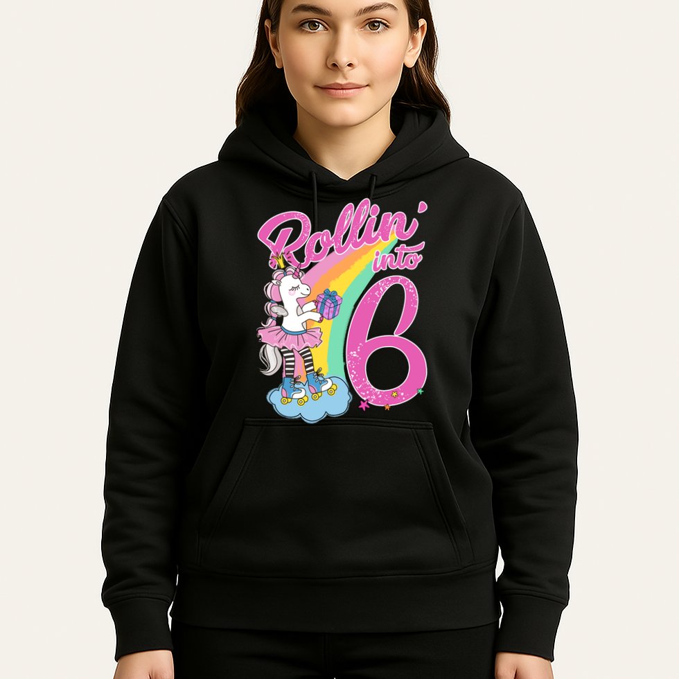 Rollin' Into 6 Skating Unicorn  Hoodie