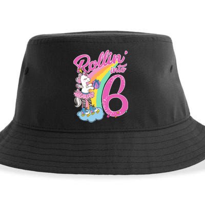 Rollin' Into 6 Skating Unicorn  Sustainable Bucket Hat