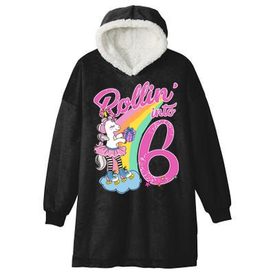 Rollin' Into 6 Skating Unicorn  Hooded Wearable Blanket