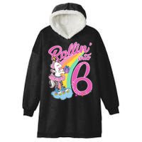Rollin' Into 6 Skating Unicorn  Hooded Wearable Blanket