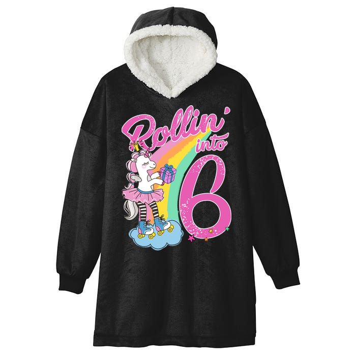 Rollin' Into 6 Skating Unicorn  Hooded Wearable Blanket
