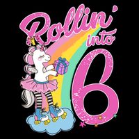 Rollin' Into 6 Skating Unicorn  Drawstring Bag
