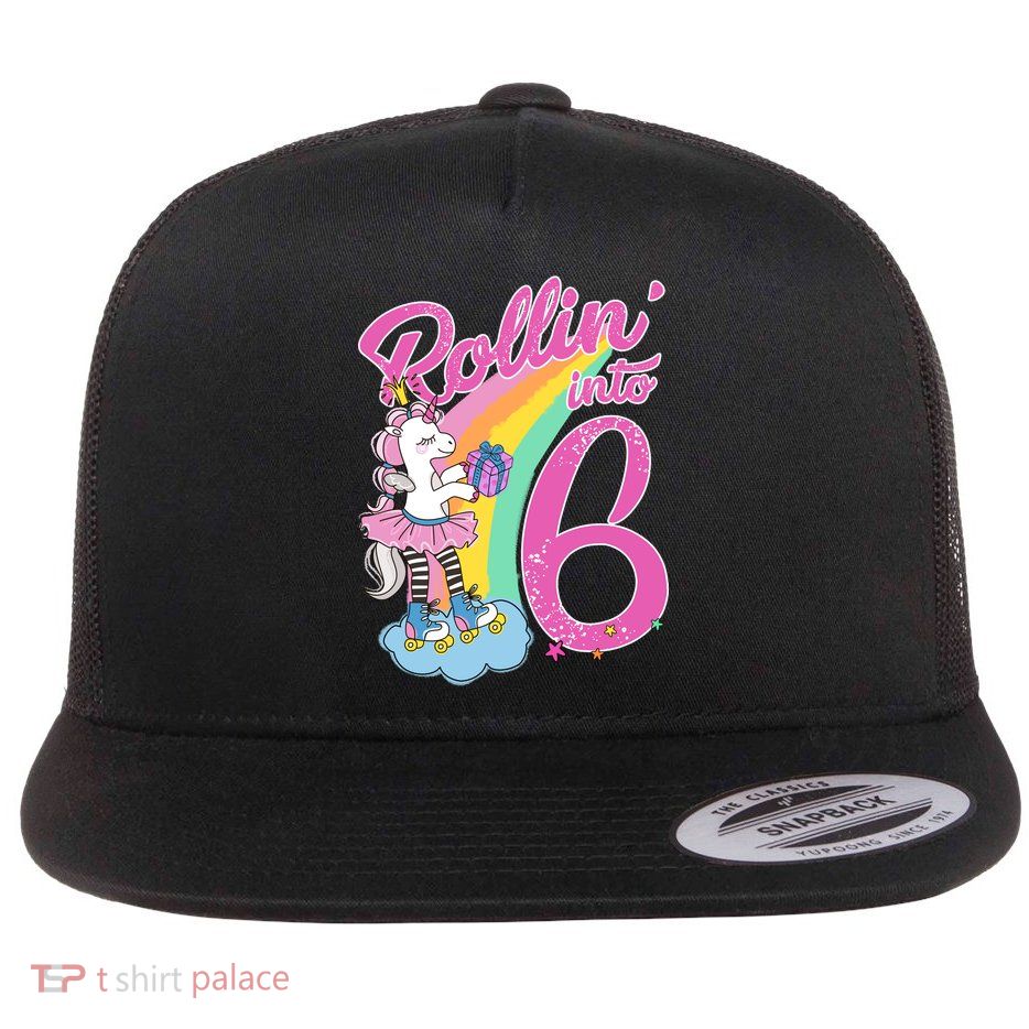 Rollin' Into 6 Skating Unicorn  Flatbill Hat