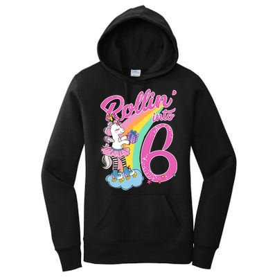 Rollin' Into 6 Skating Unicorn  Women's Pullover Hoodie