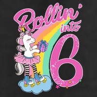 Rollin' Into 6 Skating Unicorn  Crop Fleece Hoodie