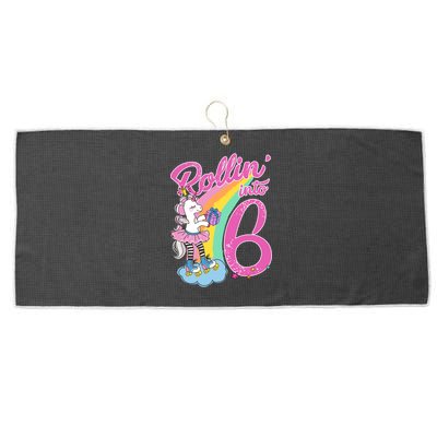 Rollin' Into 6 Skating Unicorn  Large Microfiber Waffle Golf Towel
