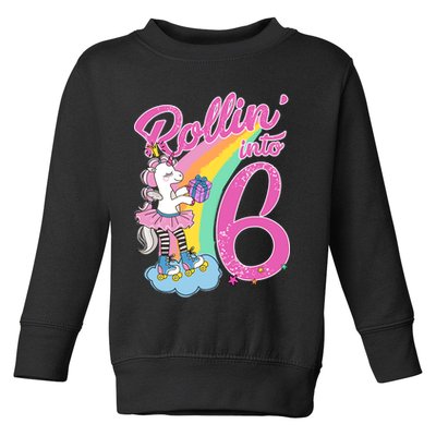 Rollin' Into 6 Skating Unicorn  Toddler Sweatshirt