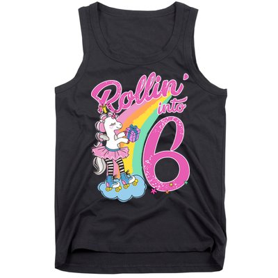 Rollin' Into 6 Skating Unicorn  Tank Top