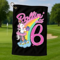 Rollin' Into 6 Skating Unicorn  Golf Towel