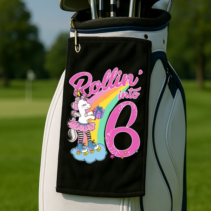 Rollin' Into 6 Skating Unicorn  Golf Towel