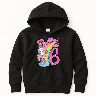 Rollin' Into 6 Skating Unicorn  Kids Hoodie