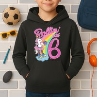 Rollin' Into 6 Skating Unicorn  Kids Hoodie