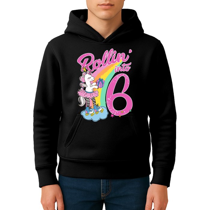 Rollin' Into 6 Skating Unicorn  Kids Hoodie