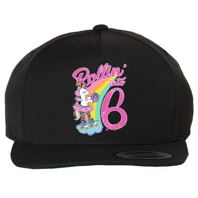 Rollin' Into 6 Skating Unicorn  Wool Snapback Cap
