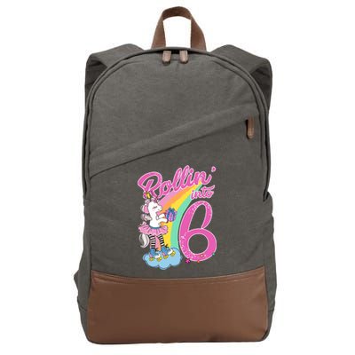 Rollin' Into 6 Skating Unicorn  Cotton Canvas Backpack