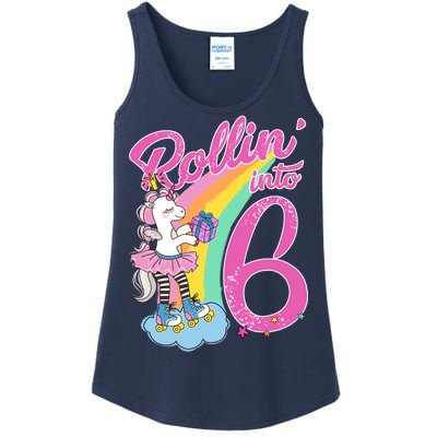 Rollin' Into 6 Skating Unicorn  Ladies Essential Tank