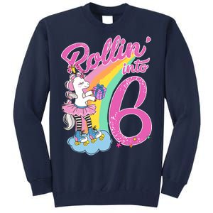 Rollin' Into 6 Skating Unicorn  Tall Sweatshirt