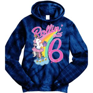 Rollin' Into 6 Skating Unicorn  Tie Dye Hoodie