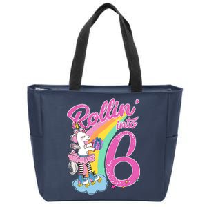 Rollin' Into 6 Skating Unicorn  Zip Tote Bag