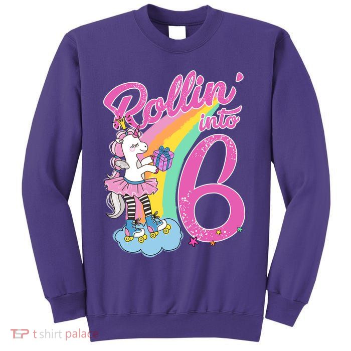 Rollin' Into 6 Skating Unicorn  Sweatshirt