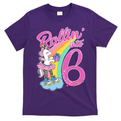 Rollin' Into 6 Skating Unicorn  T-Shirt