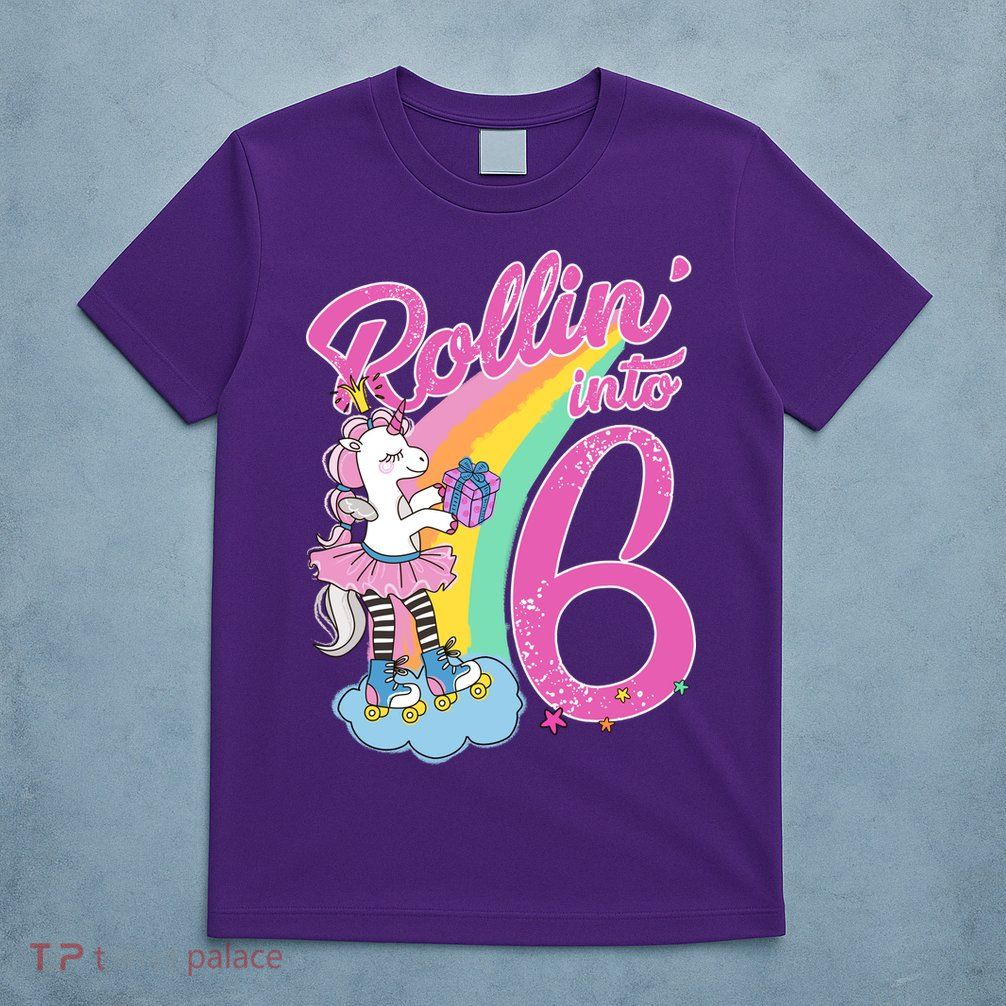 Rollin' Into 6 Skating Unicorn  T-Shirt