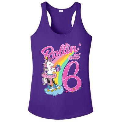 Rollin' Into 6 Skating Unicorn  Ladies PosiCharge Competitor Racerback Tank