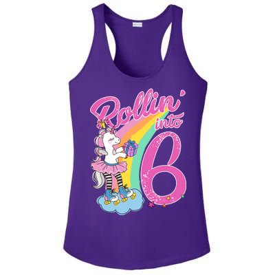 Rollin' Into 6 Skating Unicorn  Ladies PosiCharge Competitor Racerback Tank