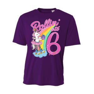 Rollin' Into 6 Skating Unicorn  Performance Sprint T-Shirt